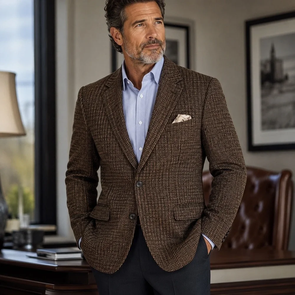 Hickey Freeman Boardroom 44R Brown 100% Wool Sport Coat Blazer USA Made